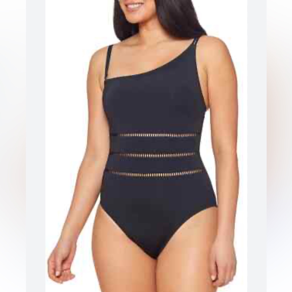 $119 Nwt Bleu Rod Beattie Black Swimsuit Onesie Size 8